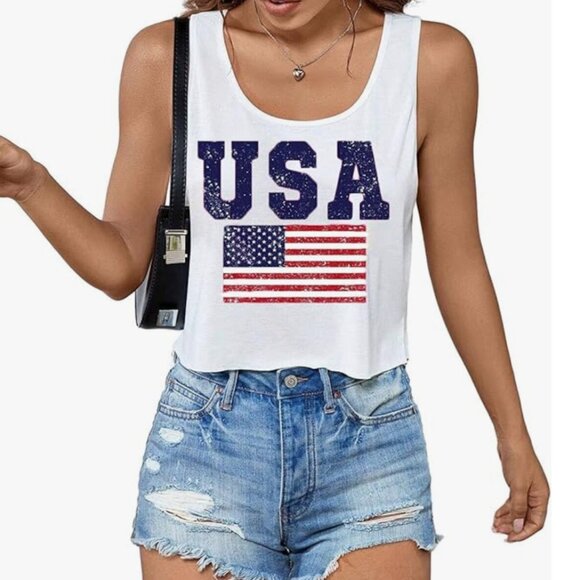 USA Racerback Cropped Tank - Picture 1 of 4